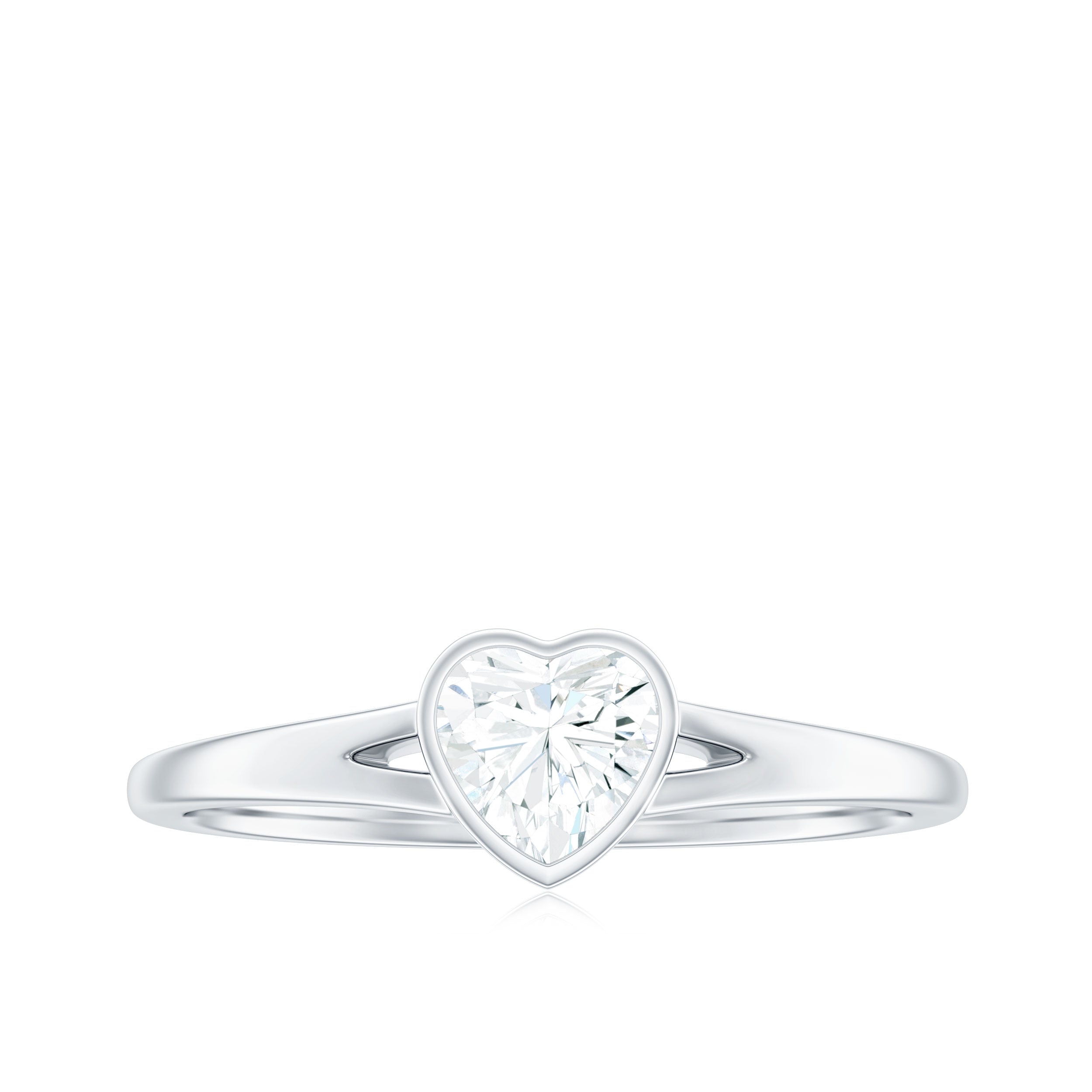 Heart Shape Lab Grown Diamond Solitaire Ring in Split Shank
