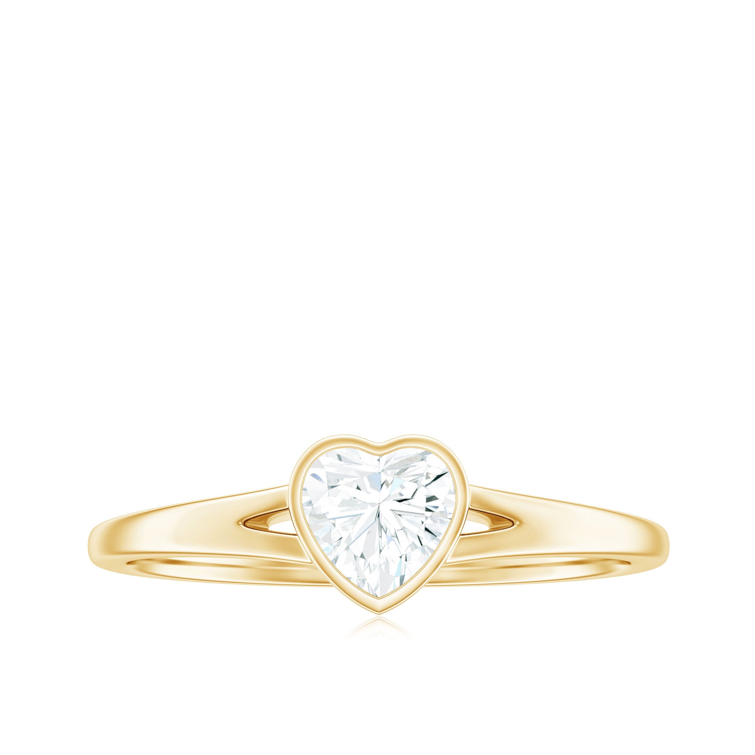 Heart Shape Lab Grown Diamond Solitaire Ring in Split Shank