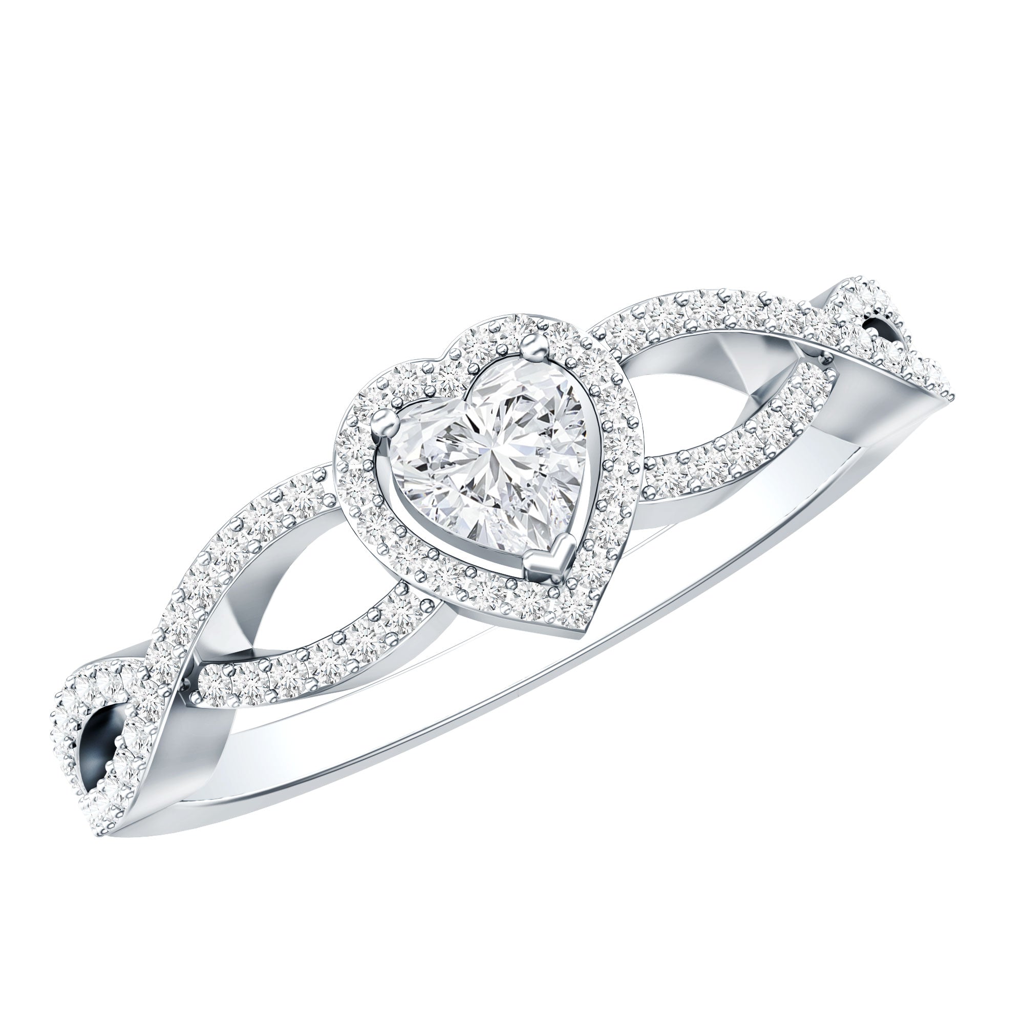 Heart Shape Lab Grown Diamond Criss Cross Engagement Ring