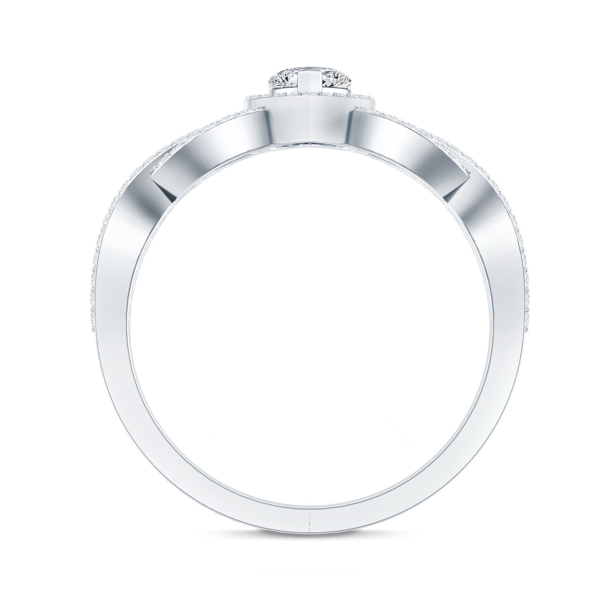 Heart Shape Lab Grown Diamond Criss Cross Engagement Ring
