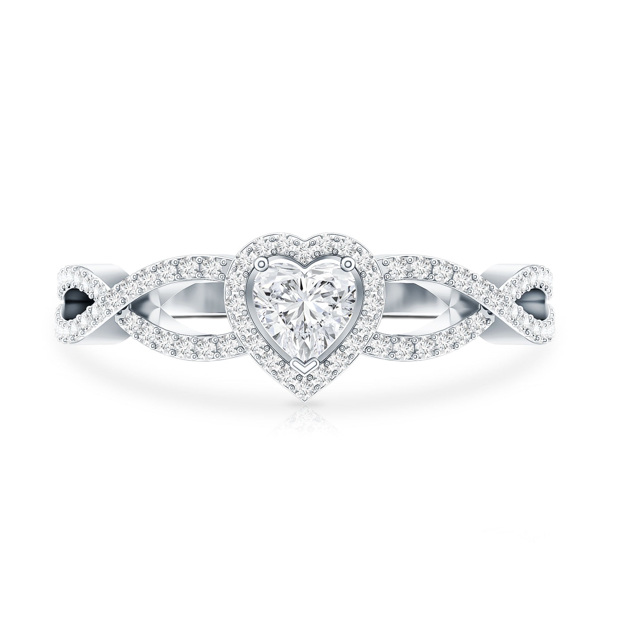 Heart Shape Lab Grown Diamond Criss Cross Engagement Ring