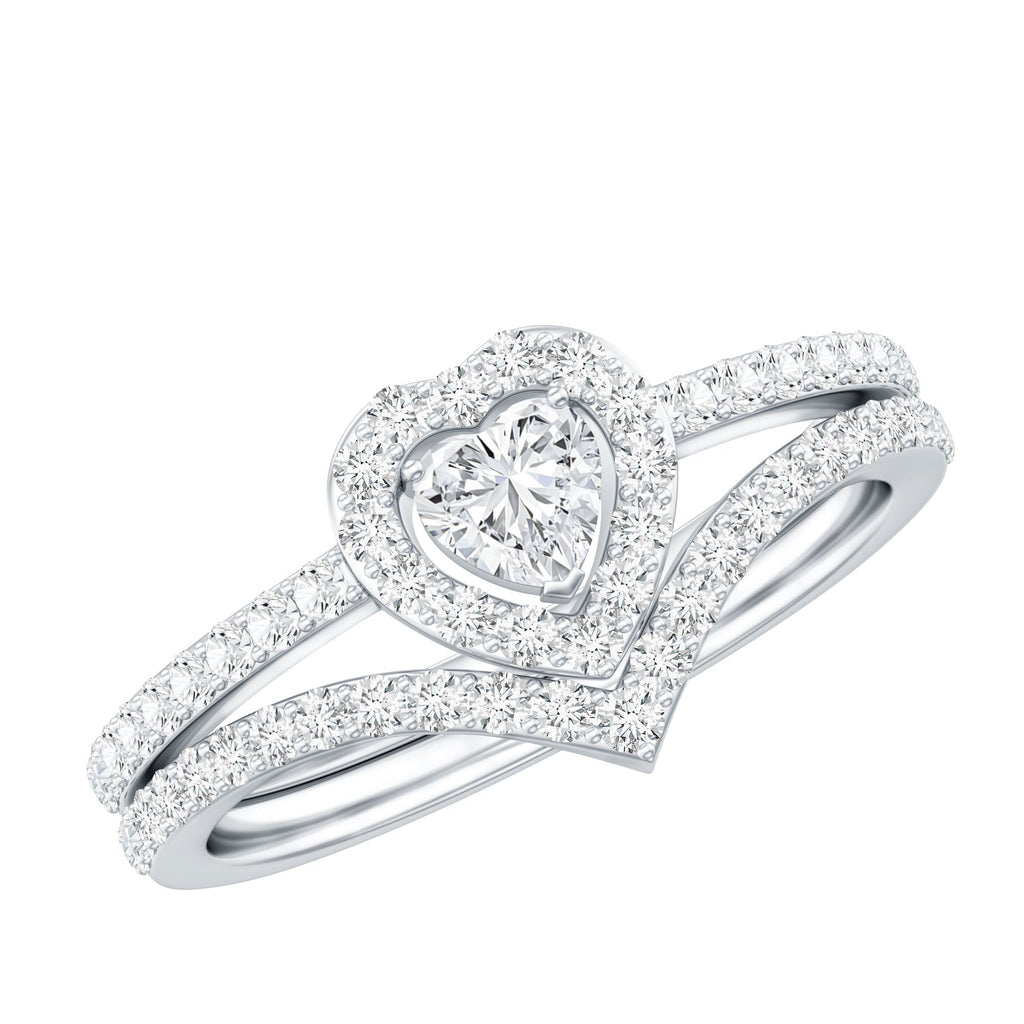 Heart Shape Lab Grown Diamond Bridal Ring Set