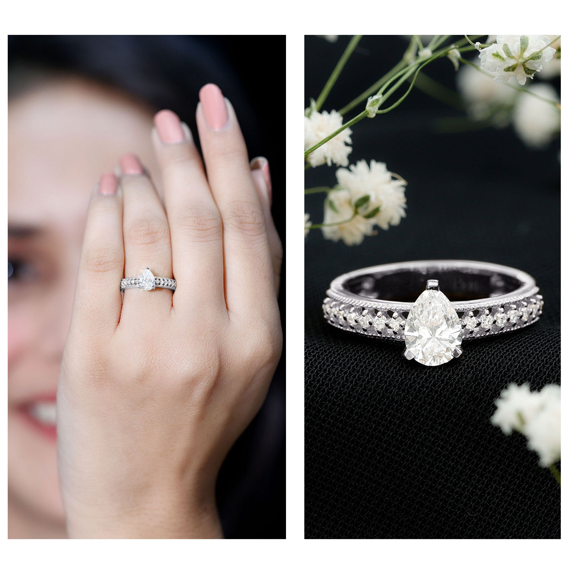 Pear Shaped Lab Grown Diamond Solitaire Engagement Ring