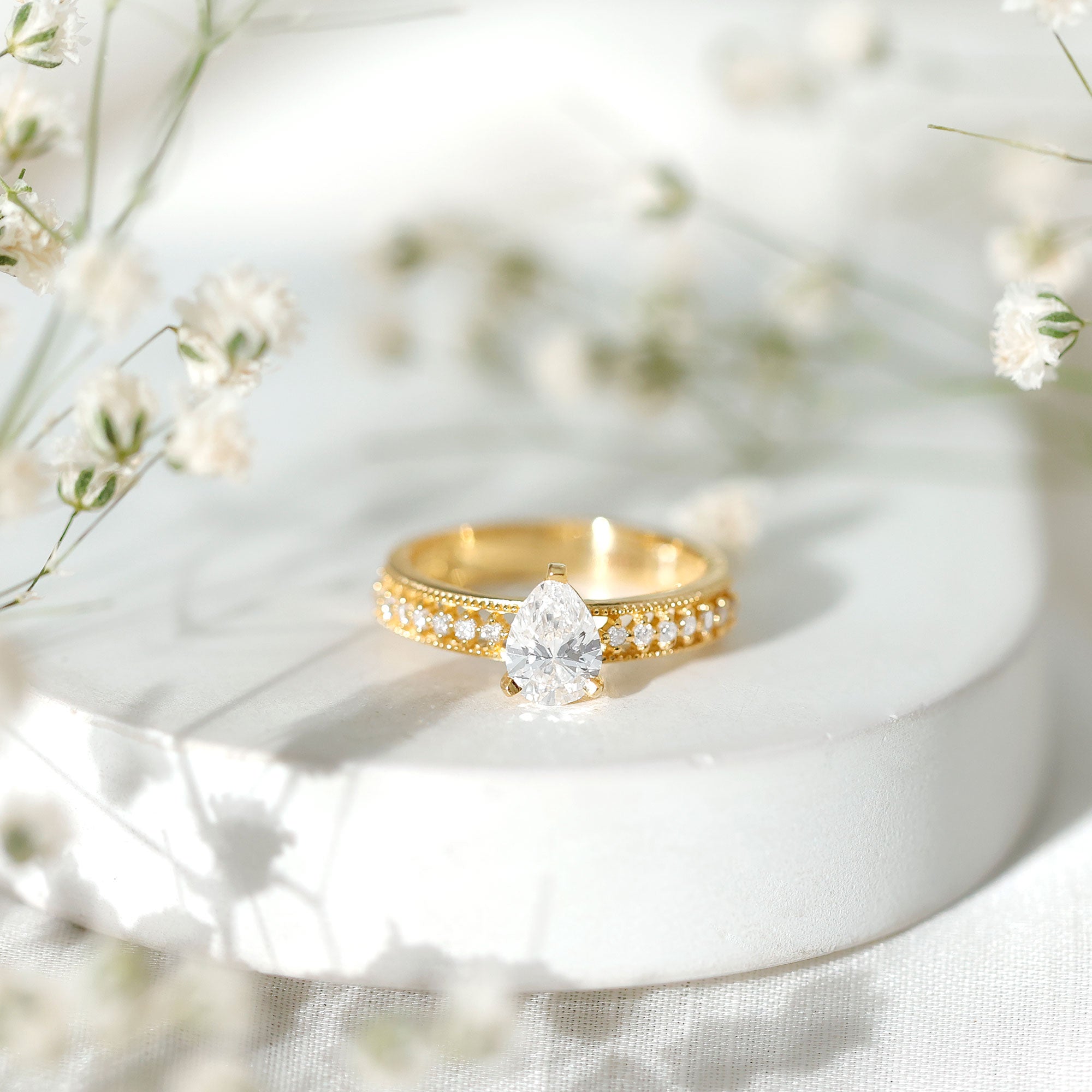 Pear Shaped Lab Grown Diamond Solitaire Engagement Ring