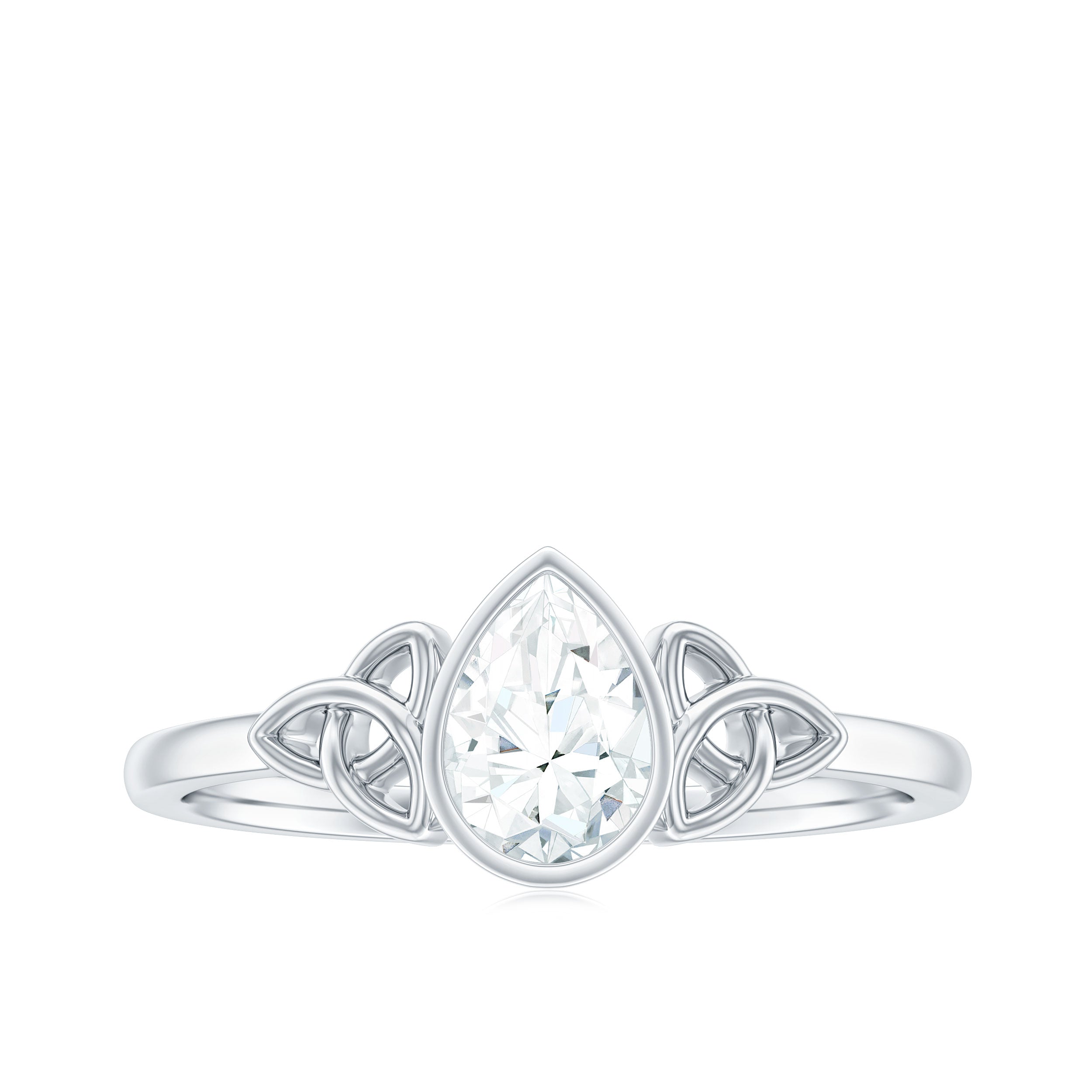 Pear Shape Lab Grown Diamond Solitaire Celtic Ring