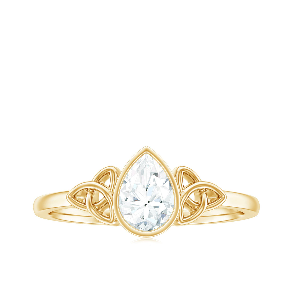 Pear Shape Lab Grown Diamond Solitaire Celtic Ring