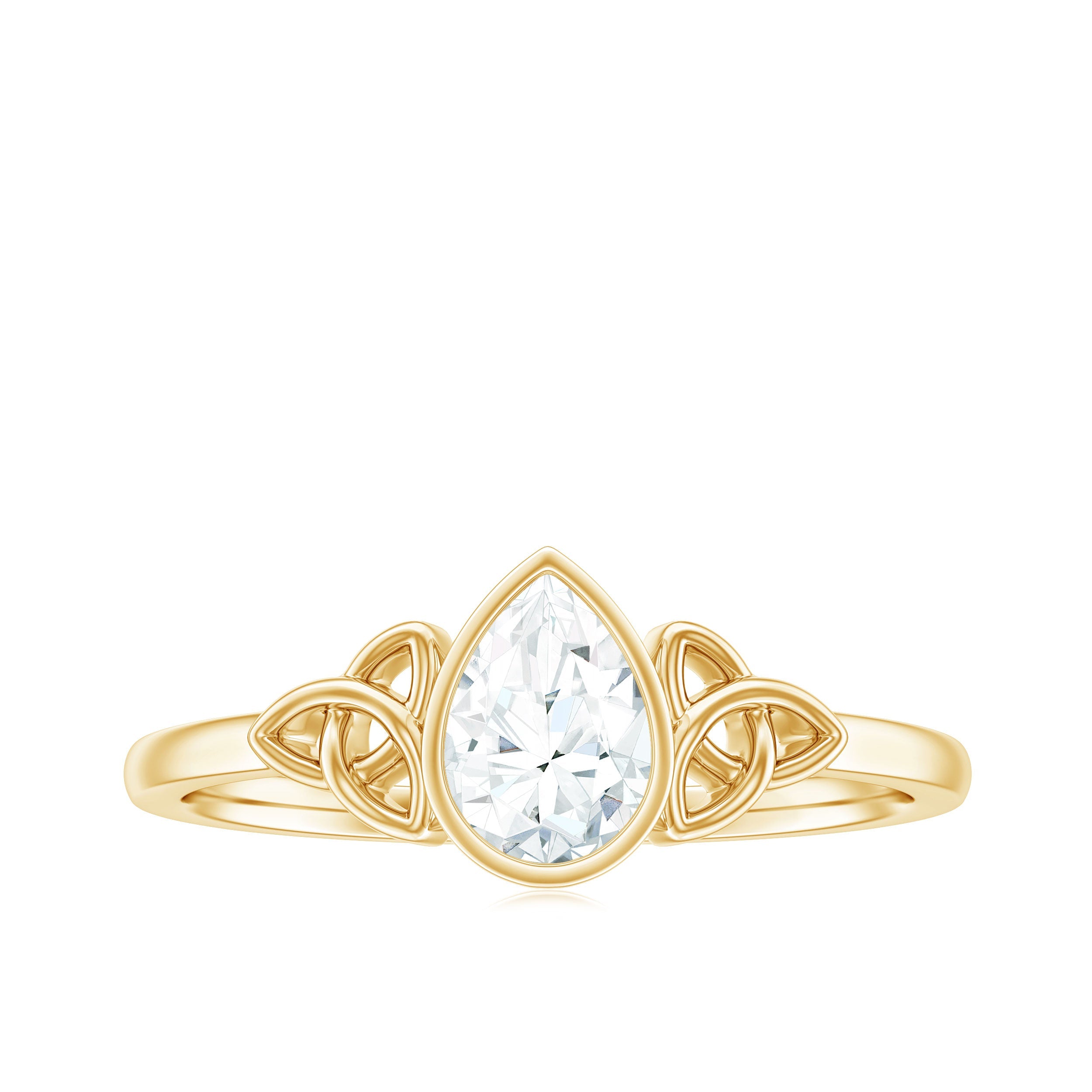 Pear Shape Lab Grown Diamond Solitaire Celtic Ring