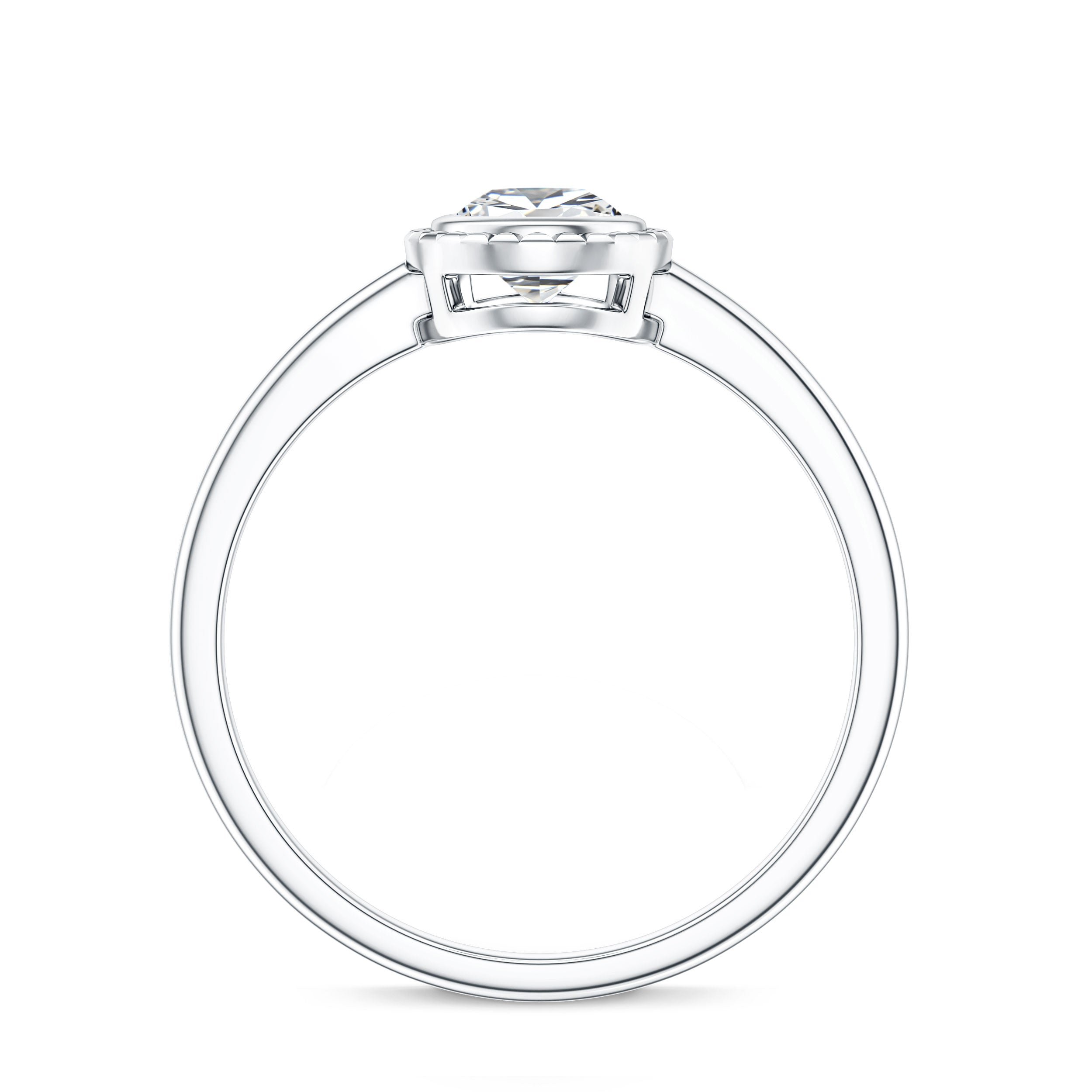 Pear Cut Lab Grown Diamond Solitaire Ring with Engraved Details