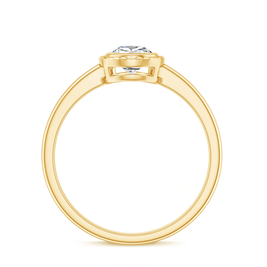 Pear Cut Lab Grown Diamond Solitaire Ring with Engraved Details