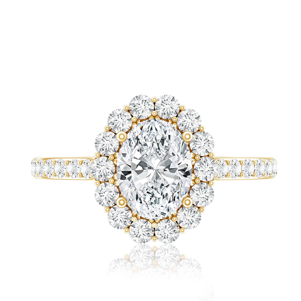 Oval Shape Lab Grown Diamond Halo Engagement Ring