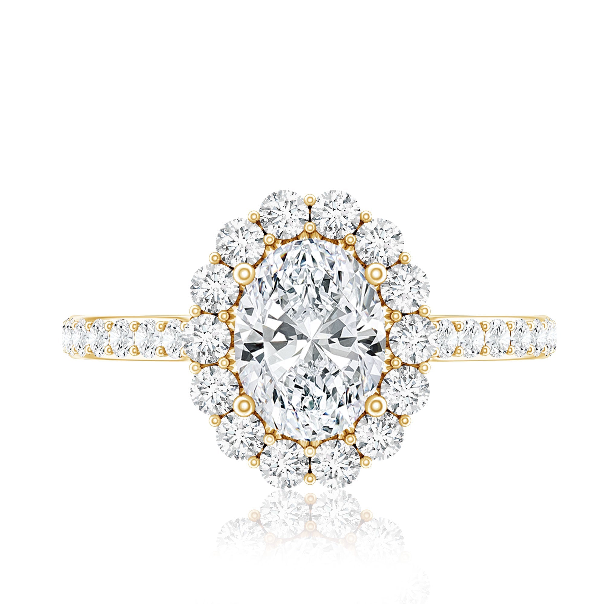 Oval Shape Lab Grown Diamond Halo Engagement Ring