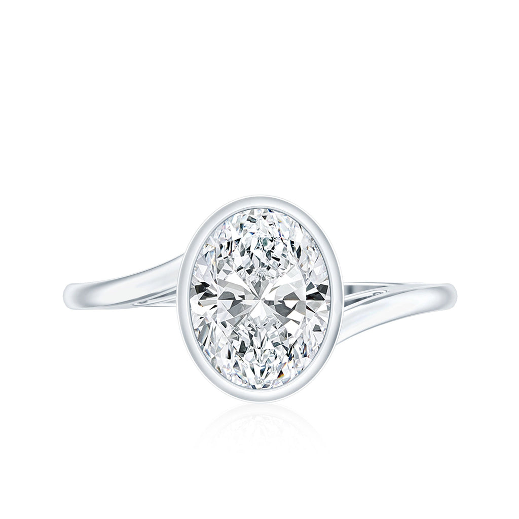 Oval Shape Lab Grown Diamond Solitaire Bypass Ring