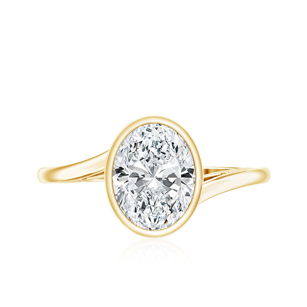 Oval Shape Lab Grown Diamond Solitaire Bypass Ring