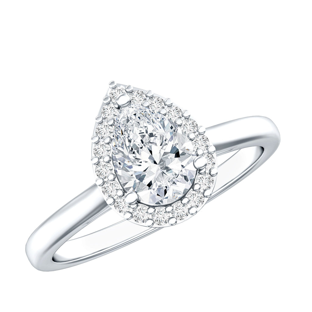 Classic Lab Grown Diamond Teardrop Engagement Ring with Halo