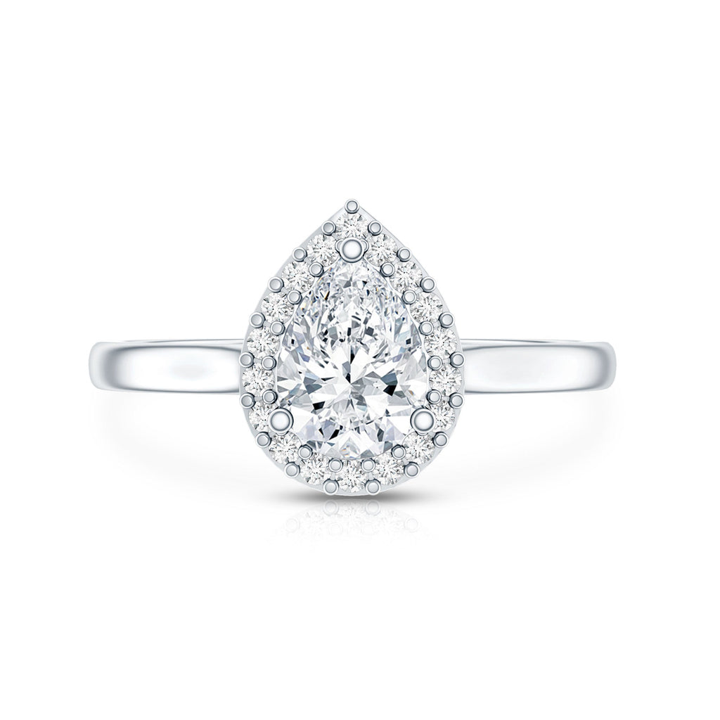 Classic Lab Grown Diamond Teardrop Engagement Ring with Halo