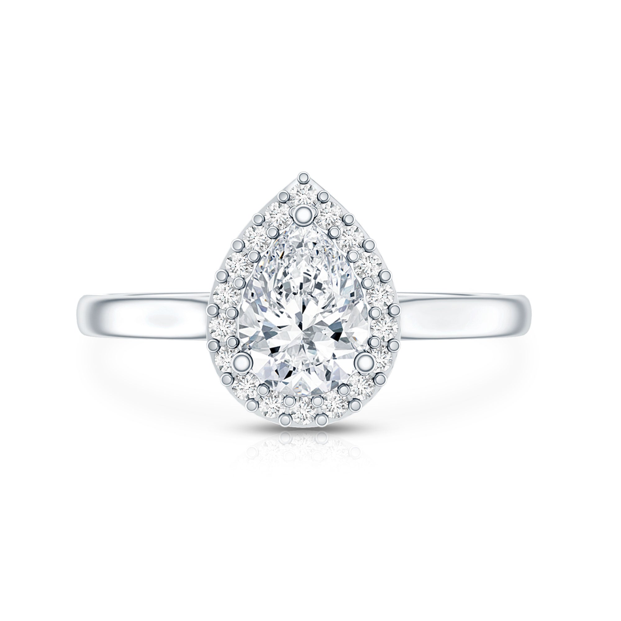Classic Lab Grown Diamond Teardrop Engagement Ring with Halo