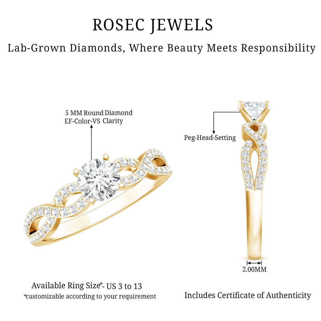 Round Lab Grown Diamond Infinity Solitaire Ring