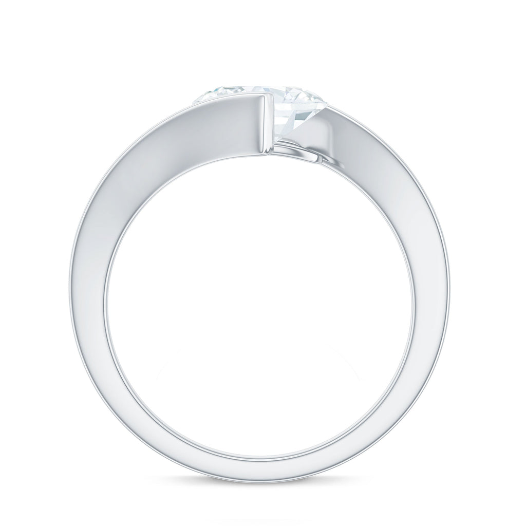 Simple Oval Shape Lab Grown Diamond Solitaire Bypass Ring