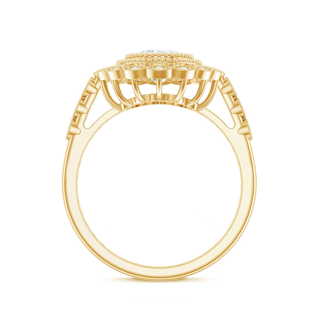 Vintage Style Oval Lab Grown Diamond Statement Engagement Ring
