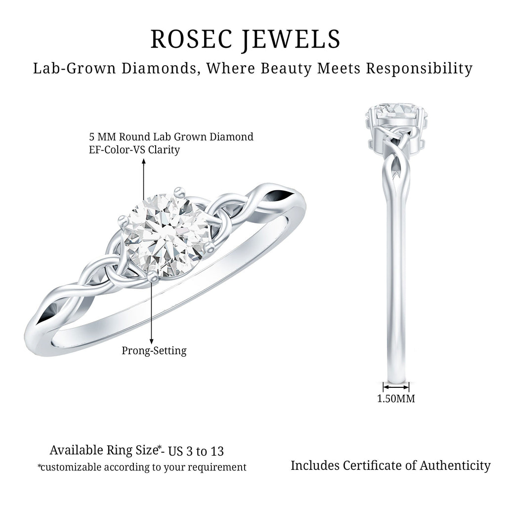 Solitaire Lab Grown Diamond Celtic Knot Promise Ring