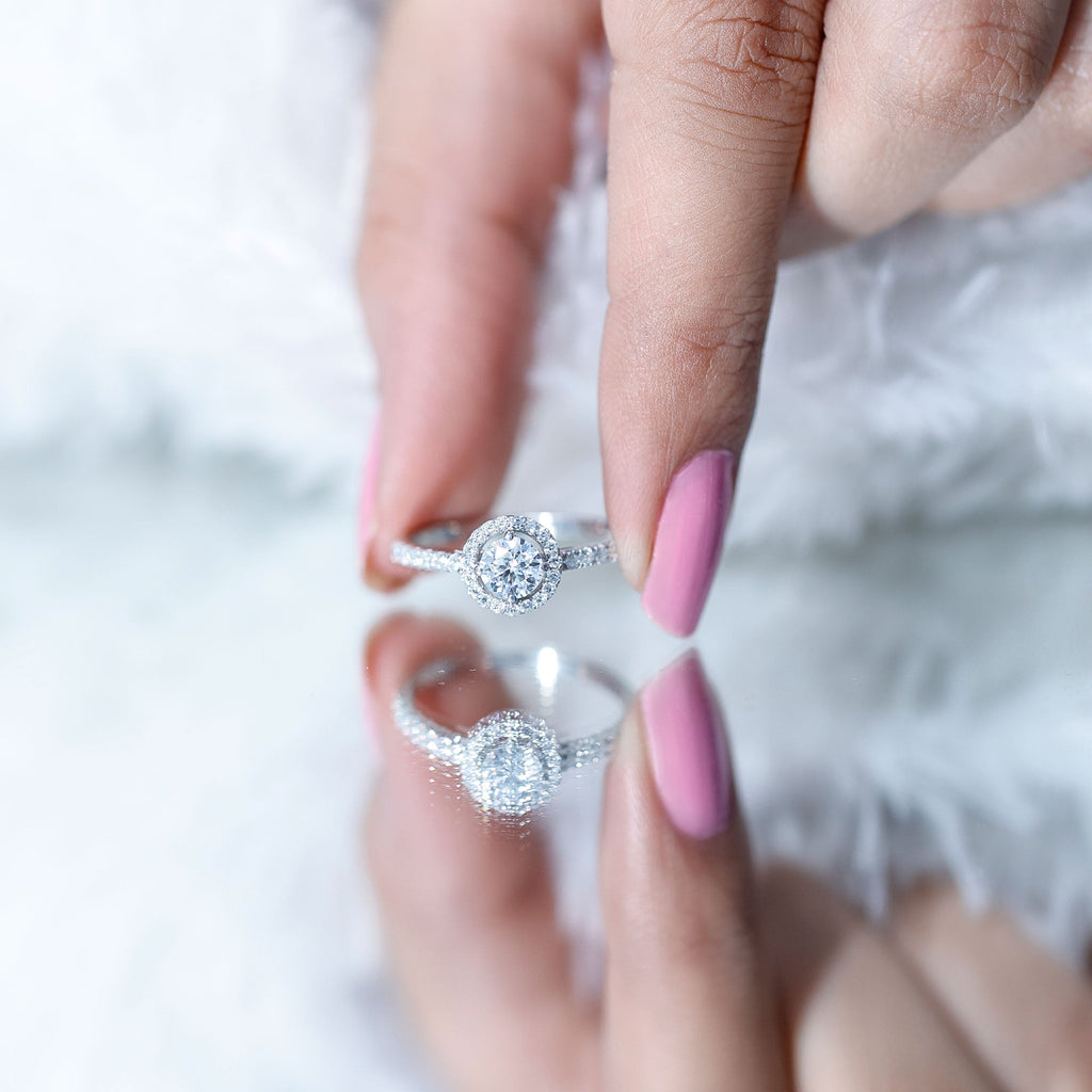 5MM Lab Grown Diamond Engagement Ring with Halo
