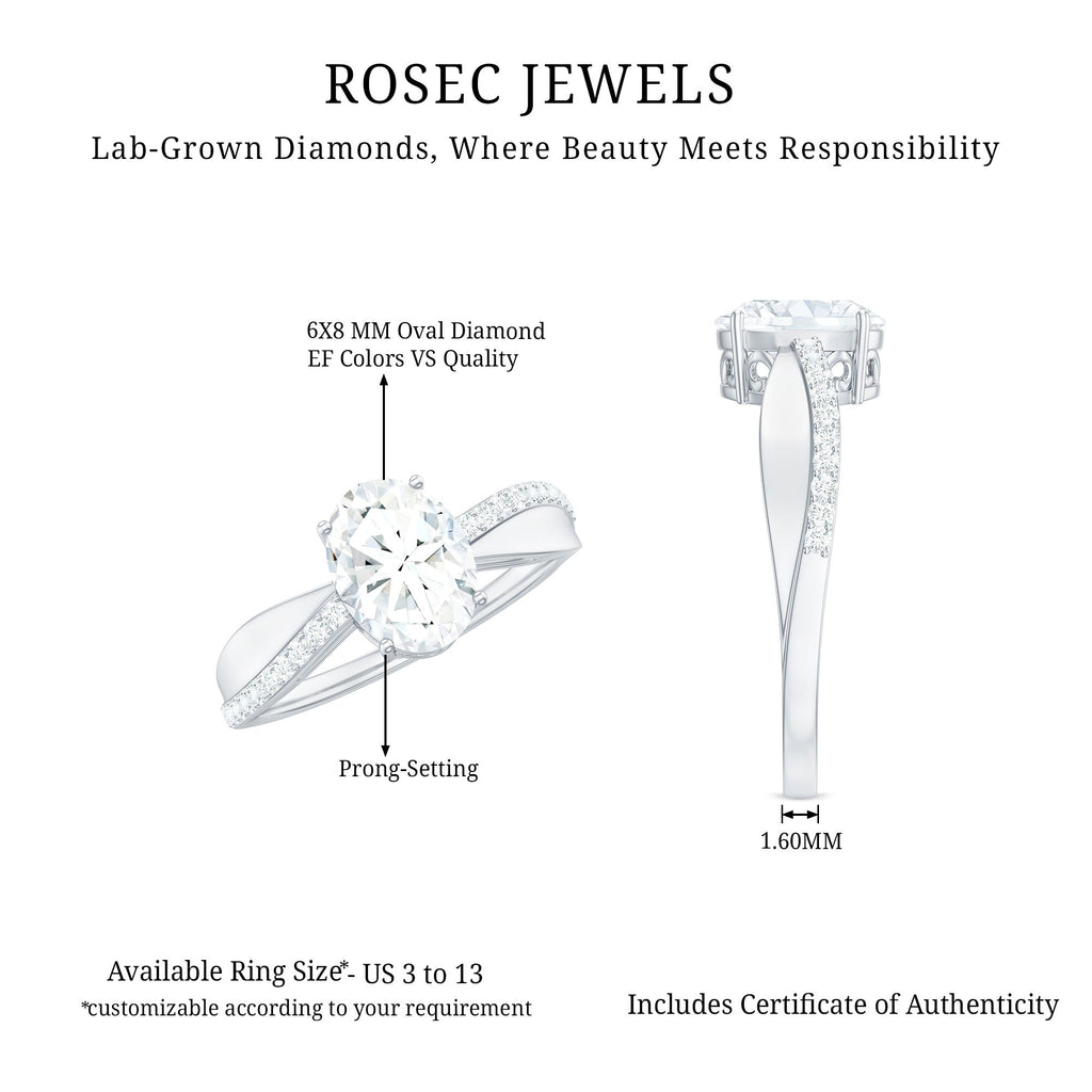 Classic Oval Shape Lab Grown Diamond Solitaire Engagement Ring