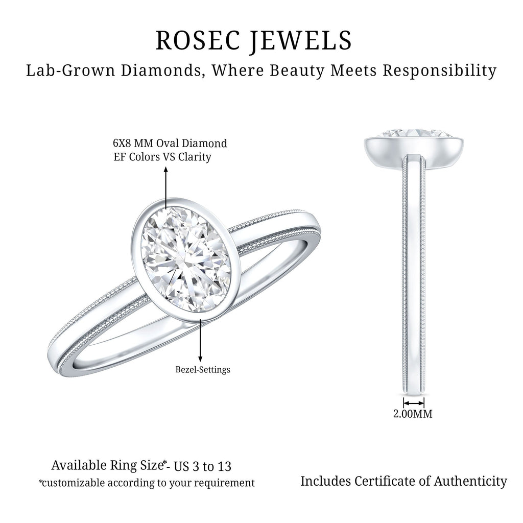 Bezel Set Oval Lab Grown Diamond Solitaire Ring