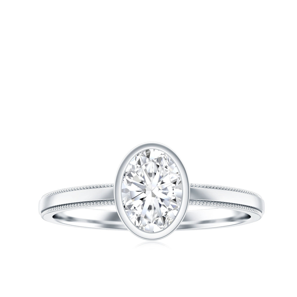 Bezel Set Oval Lab Grown Diamond Solitaire Ring