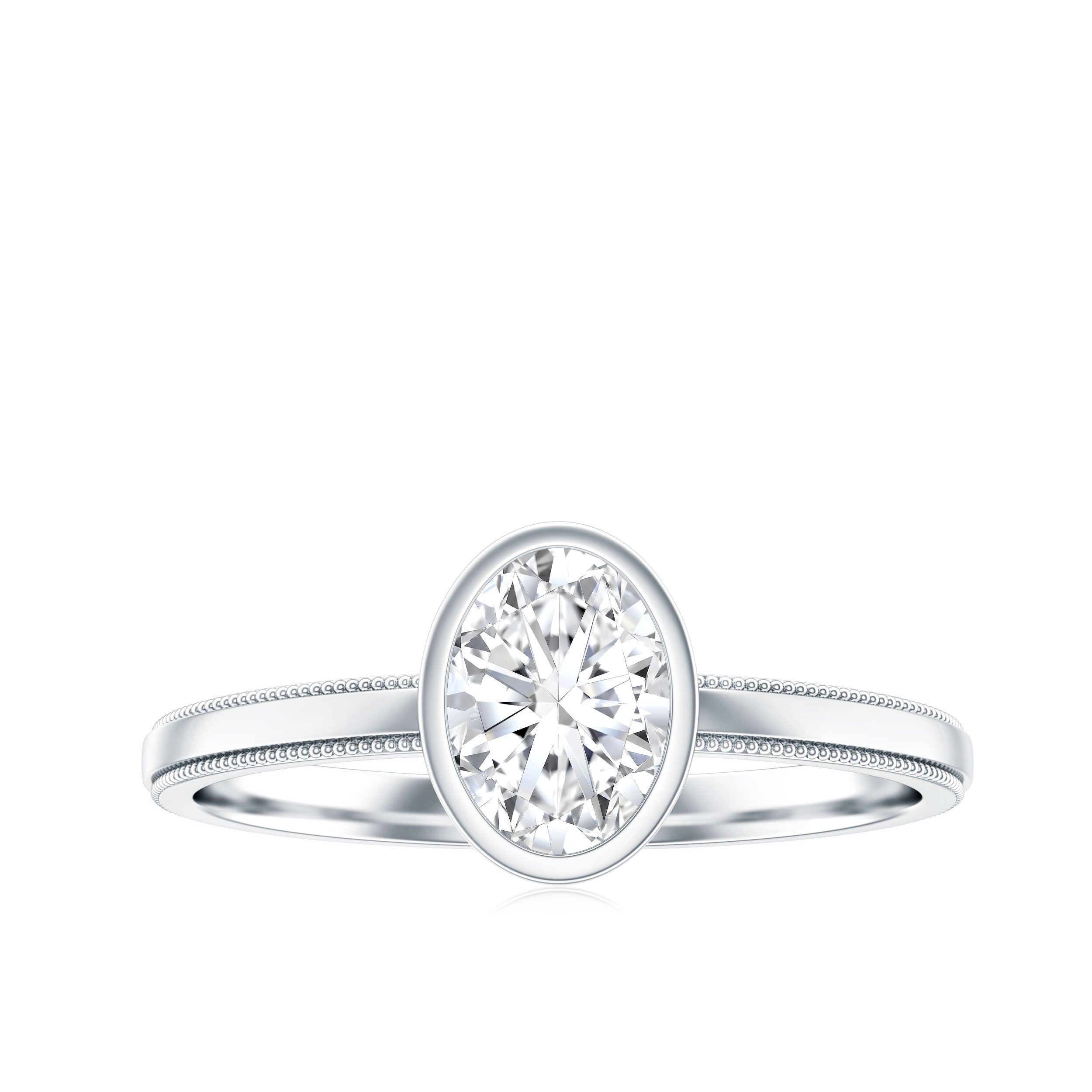 Bezel Set Oval Lab Grown Diamond Solitaire Ring