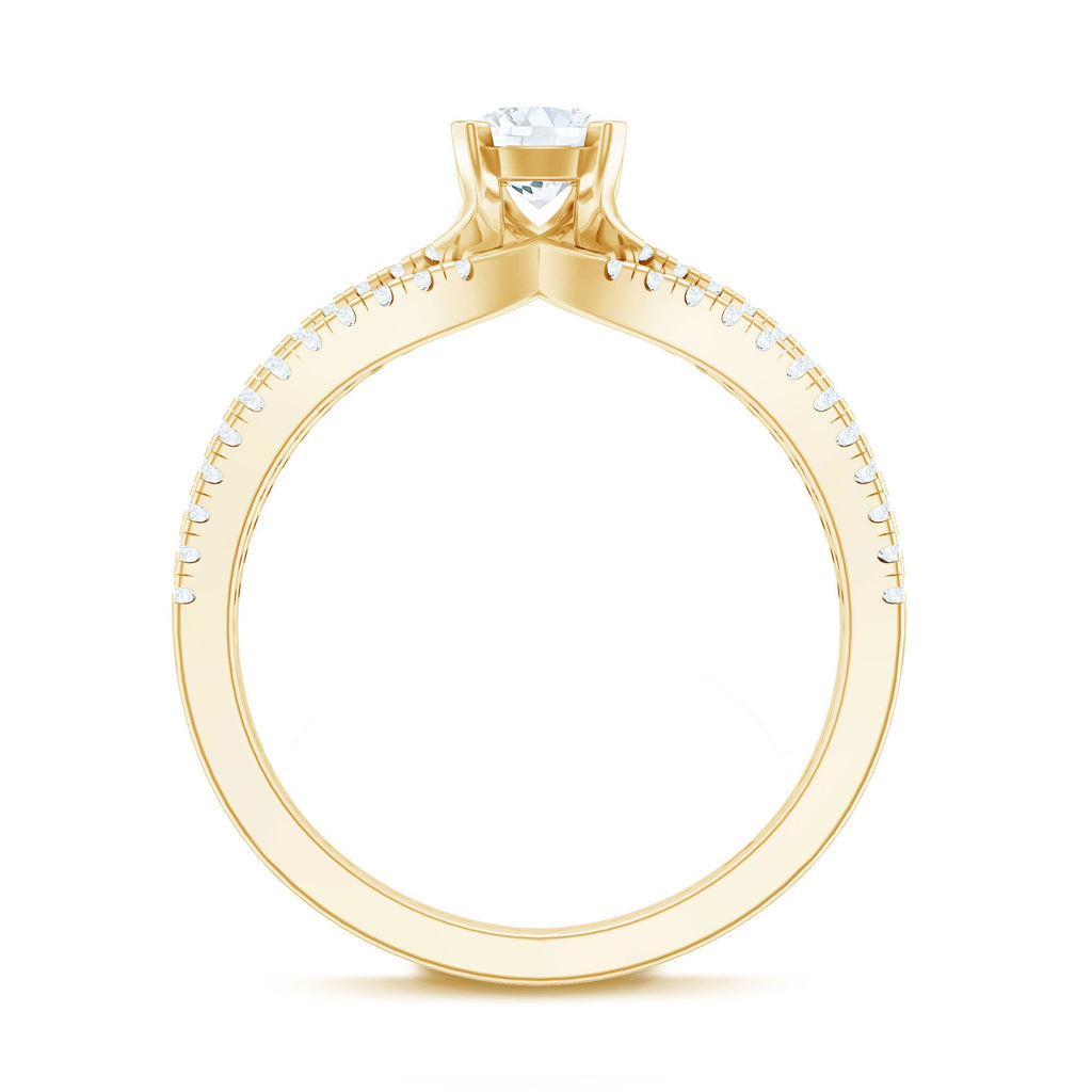 Solitaire Lab Grown Diamond Split Shank Engagement Ring