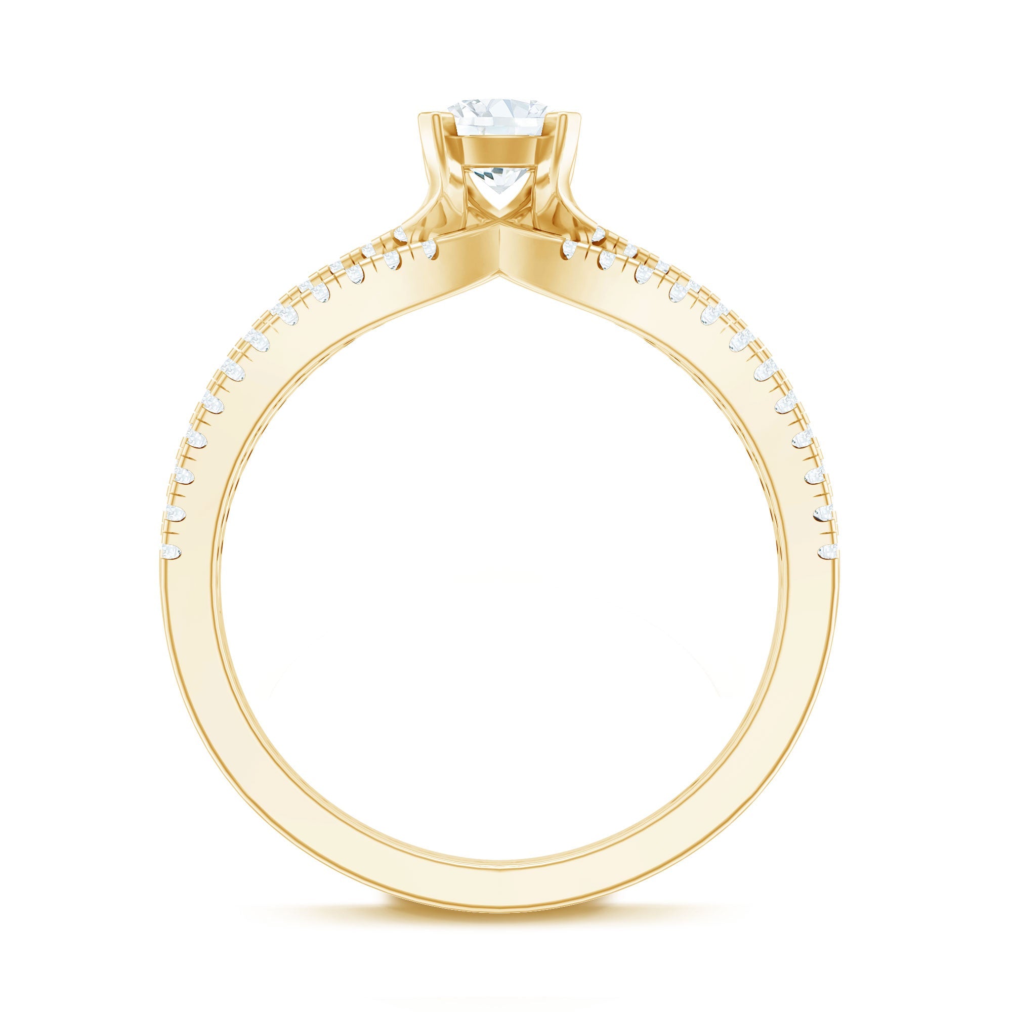Solitaire Lab Grown Diamond Split Shank Engagement Ring