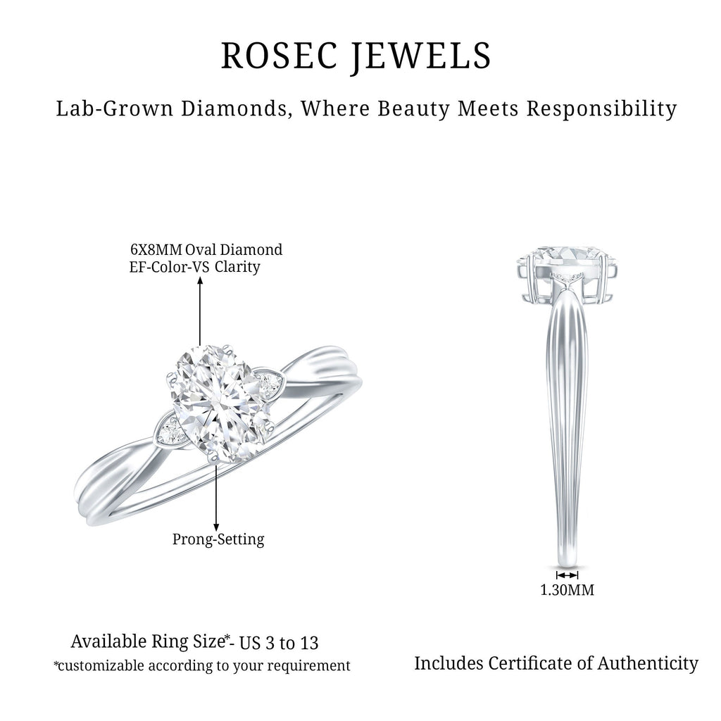 Oval Lab Grown Diamond Simple Solitaire Ring