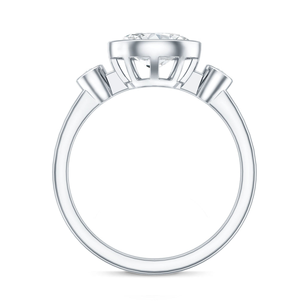 Bezel Set Oval Lab Grown Diamond East West Engagement Ring