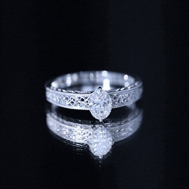 Oval Shape 6X8MM Lab Grown Diamond Filigree Engagement Ring