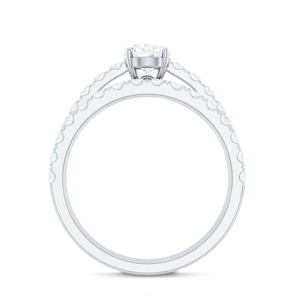 Minimal Pear Shape Lab Grown Diamond Wedding Ring Set