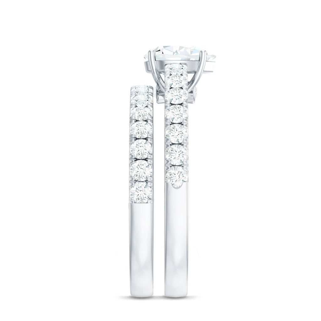 Minimal Pear Shape Lab Grown Diamond Wedding Ring Set