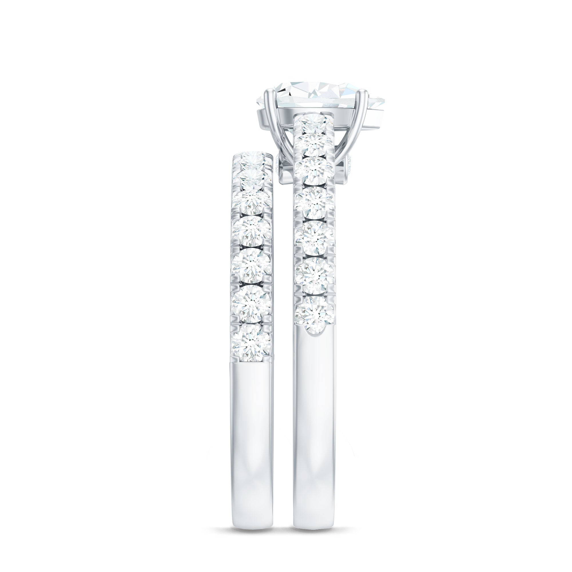 Minimal Pear Shape Lab Grown Diamond Wedding Ring Set