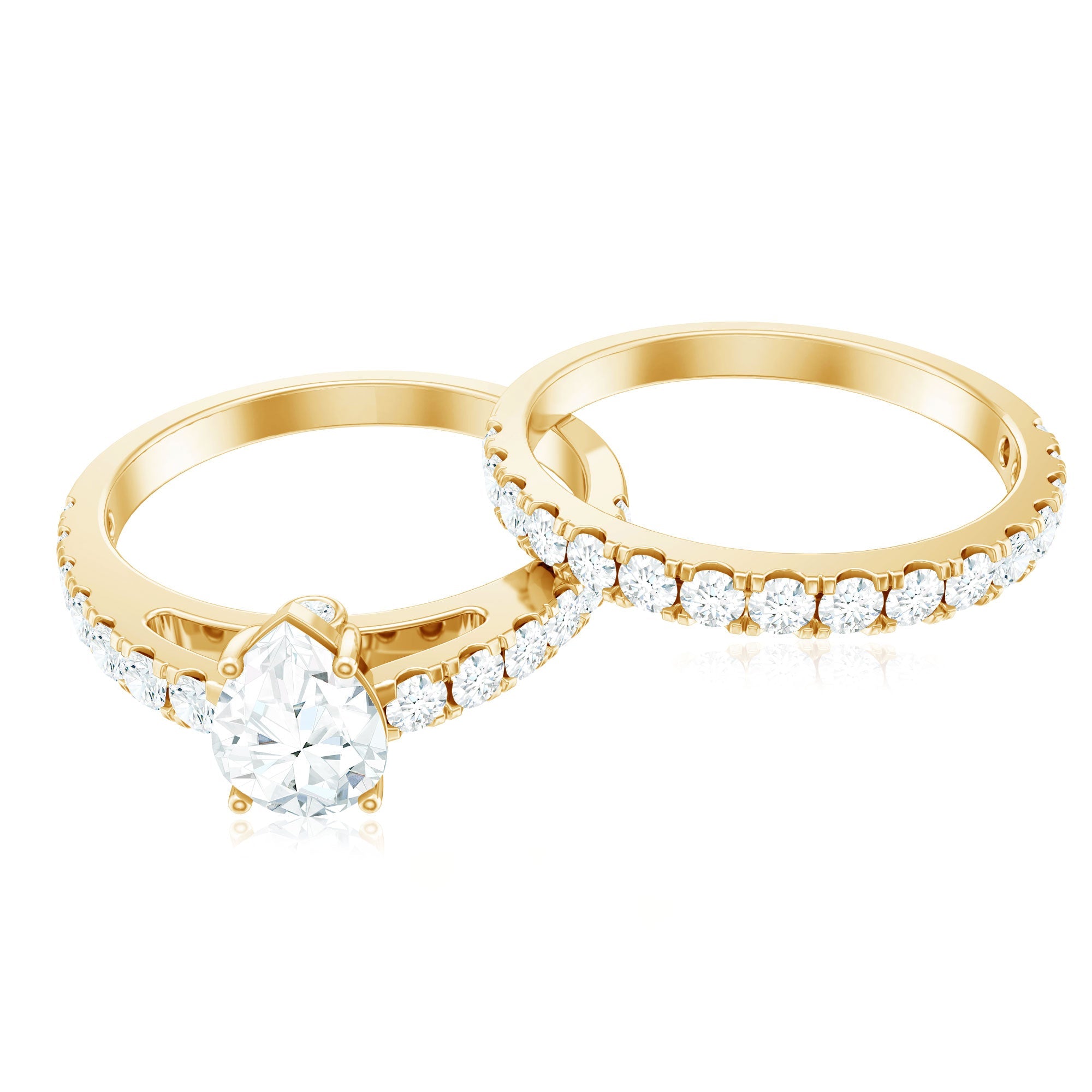 Minimal Pear Shape Lab Grown Diamond Wedding Ring Set