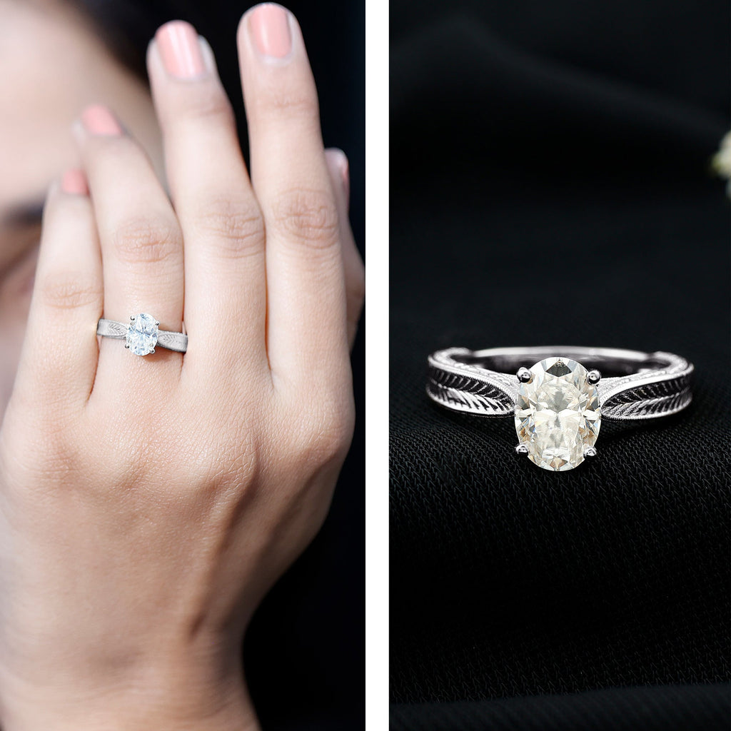 Claw Set Oval Shape Lab Grown Diamond Solitaire Engagement Ring
