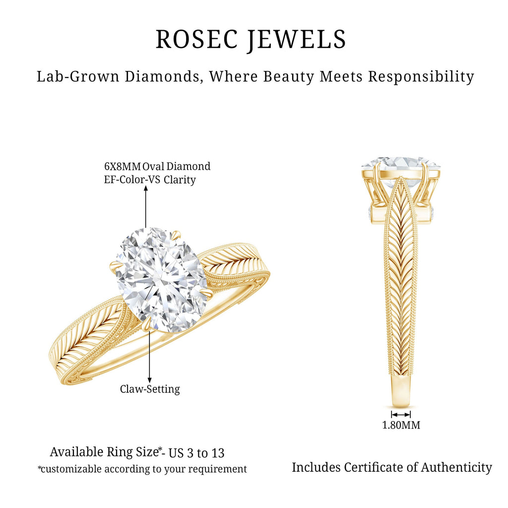 Claw Set Oval Shape Lab Grown Diamond Solitaire Engagement Ring