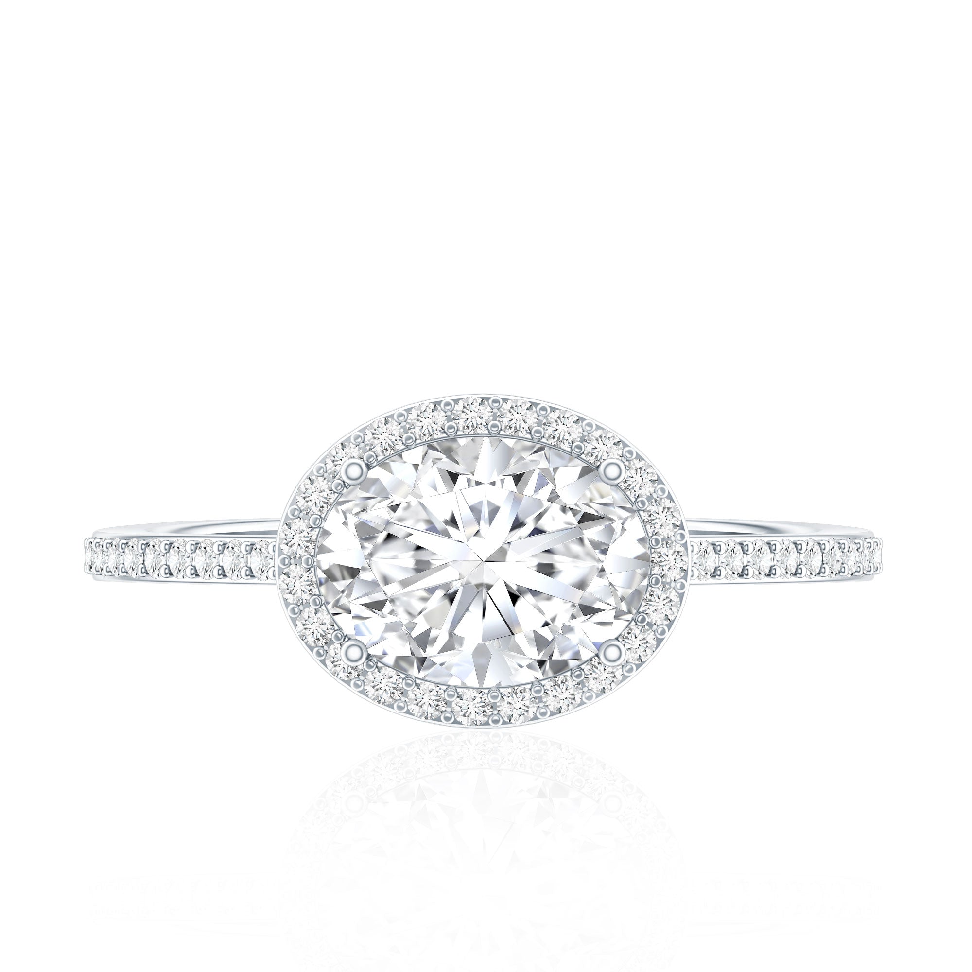 Oval Shape Lab Grown Diamond Engagement Ring with Halo