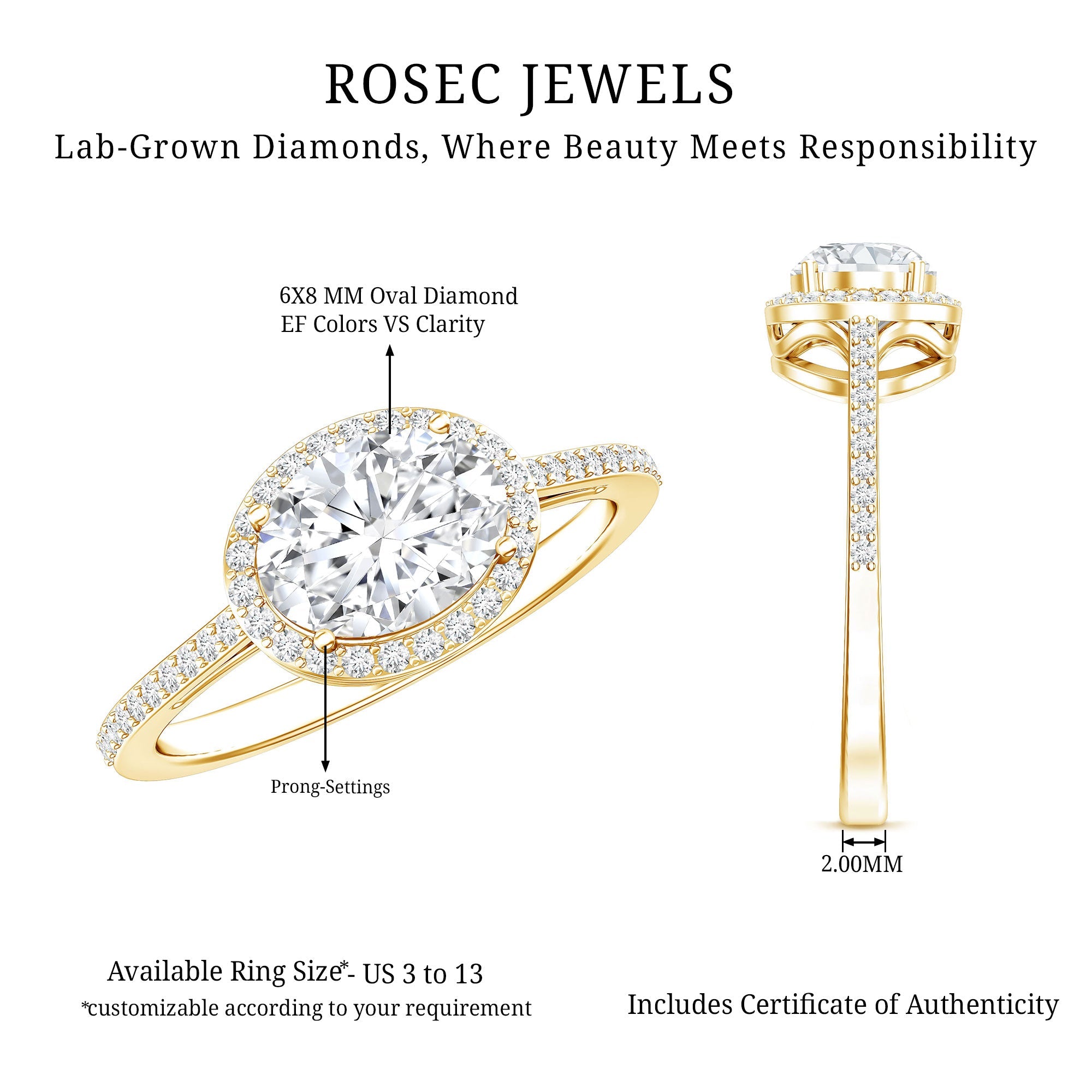 Oval Shape Lab Grown Diamond Engagement Ring with Halo
