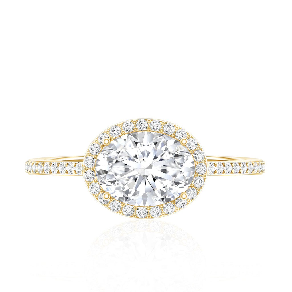 Oval Shape Lab Grown Diamond Engagement Ring with Halo