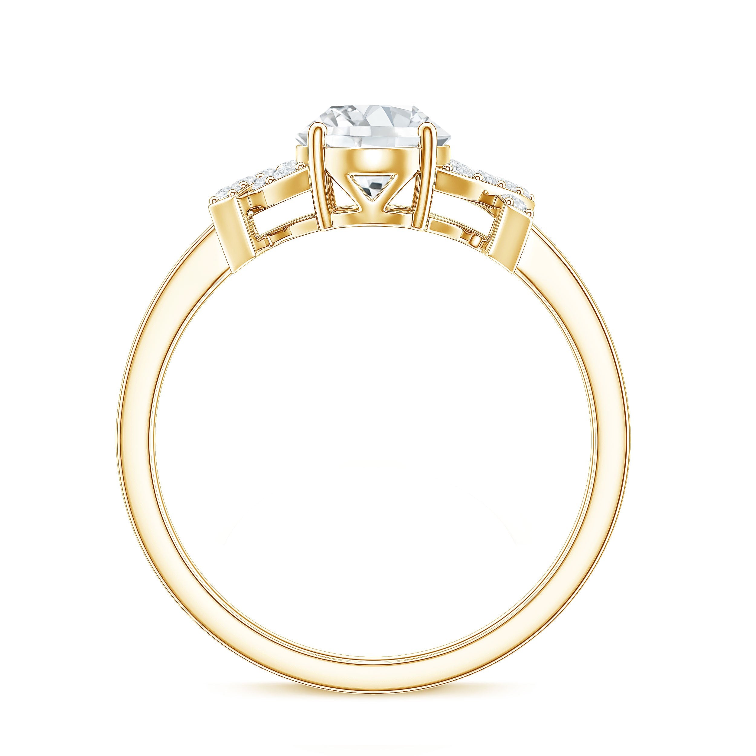 Oval Shape Lab Grown Diamond Solitaire Ring in Split Shank