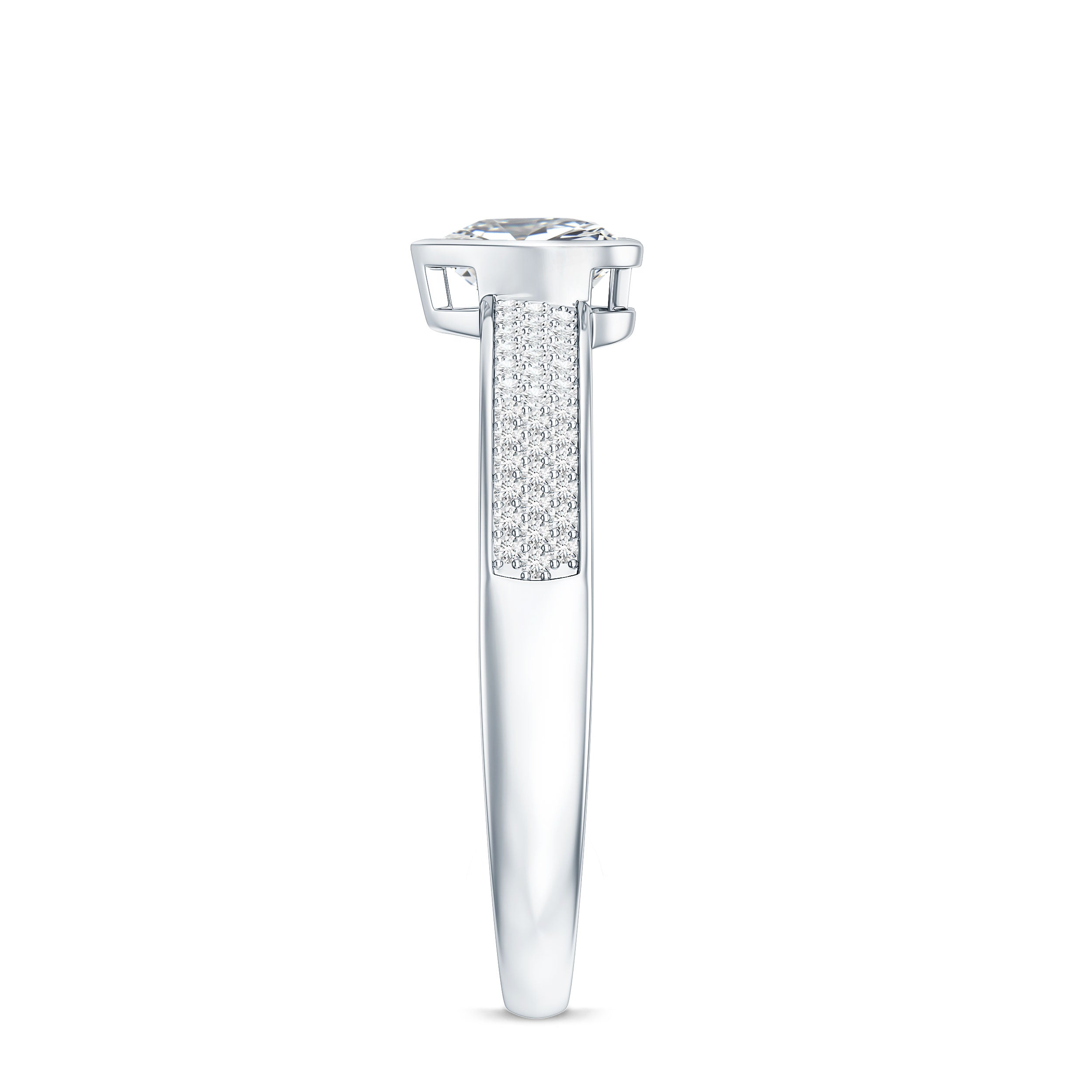 Heart Shape Lab Grown Diamond Solitaire Ring with Side Stones