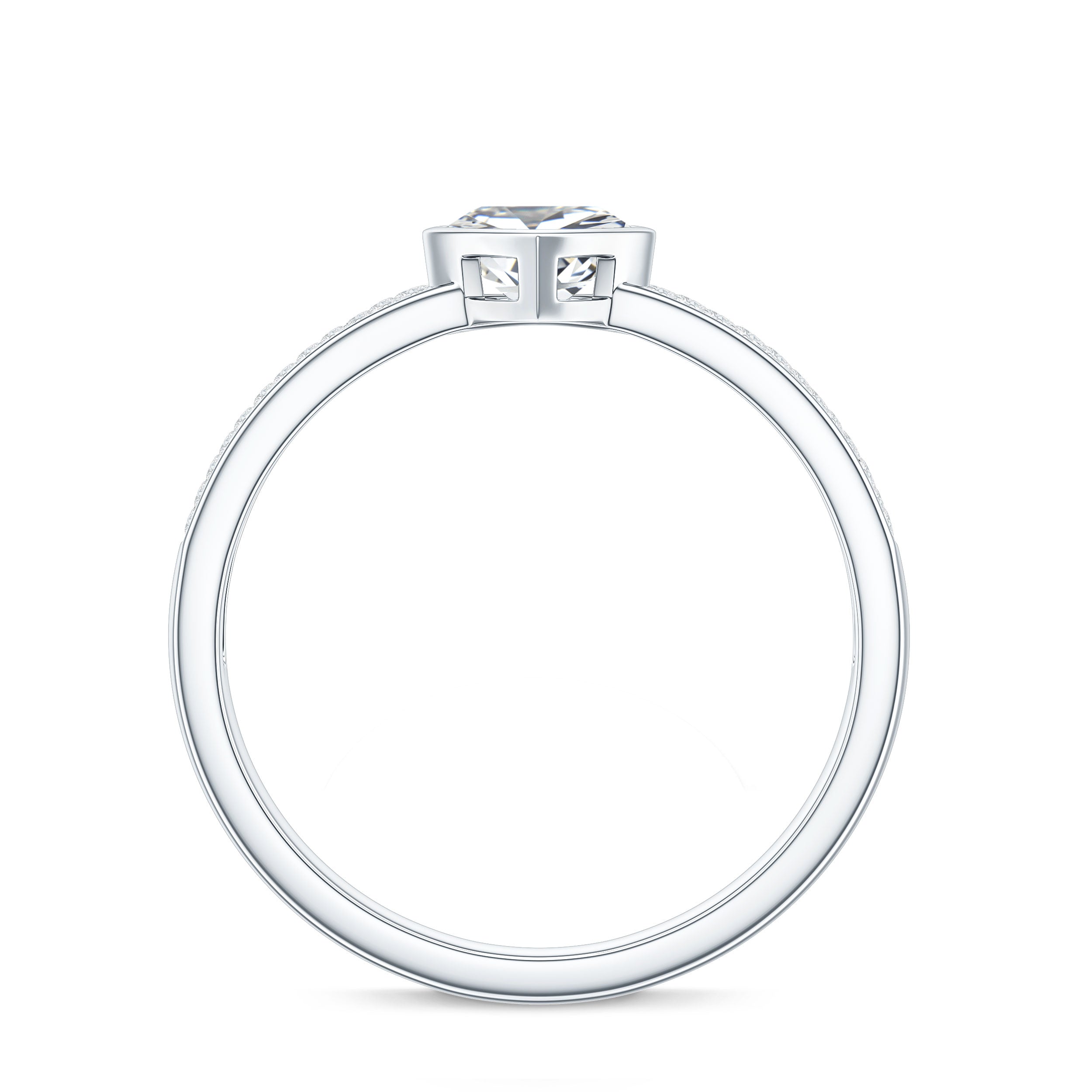 Heart Shape Lab Grown Diamond Solitaire Ring with Side Stones