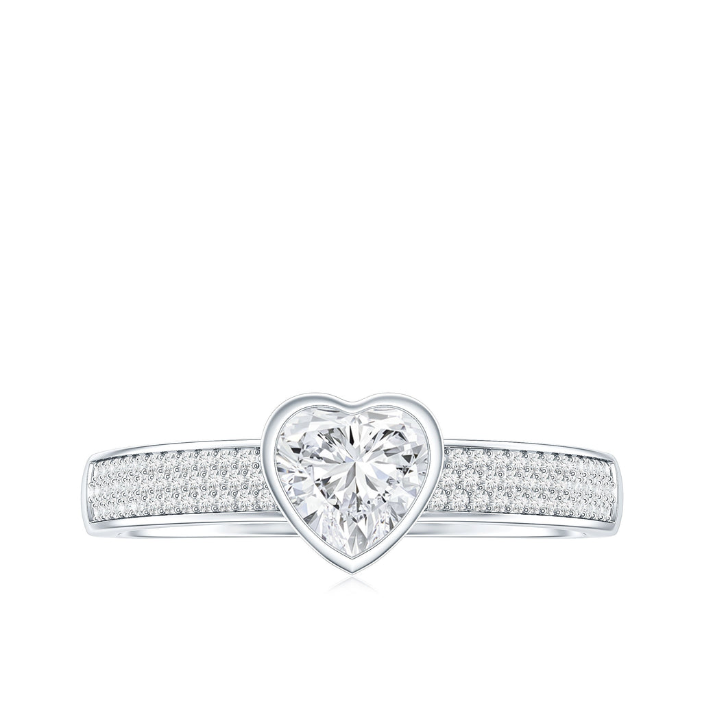 Heart Shape Lab Grown Diamond Solitaire Ring with Side Stones