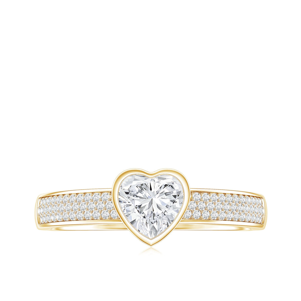Heart Shape Lab Grown Diamond Solitaire Ring with Side Stones