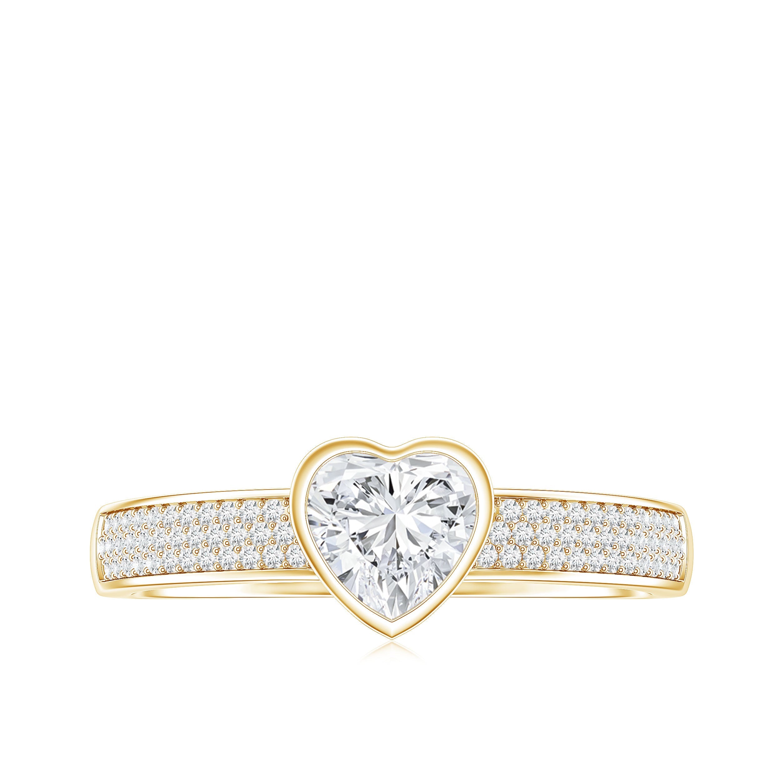 Heart Shape Lab Grown Diamond Solitaire Ring with Side Stones