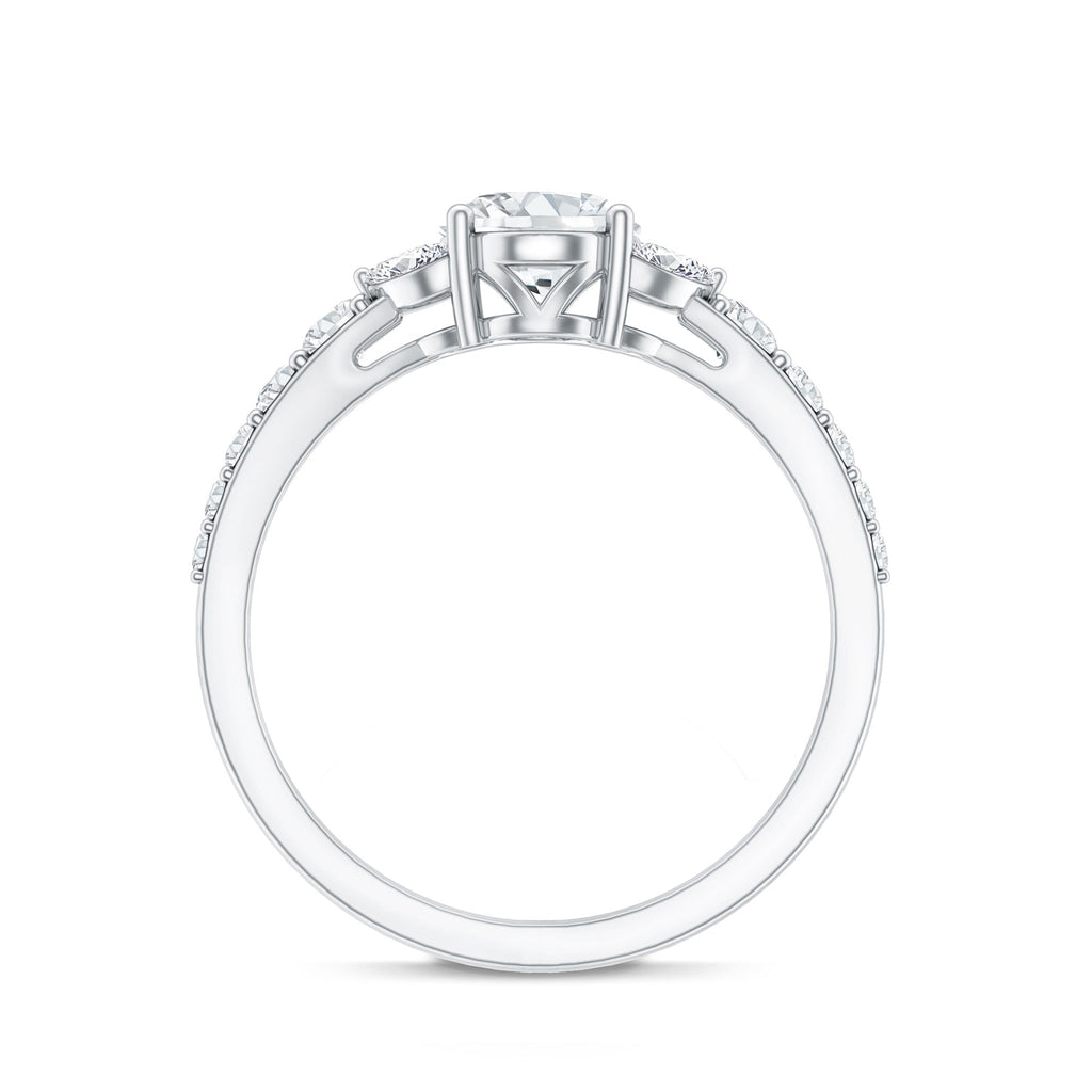 1.2 Carat Oval Moissanite Designer Engagement Ring in 14k Gold Plated Silver